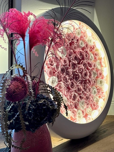 Rosenbild mit Leuchtrahmen